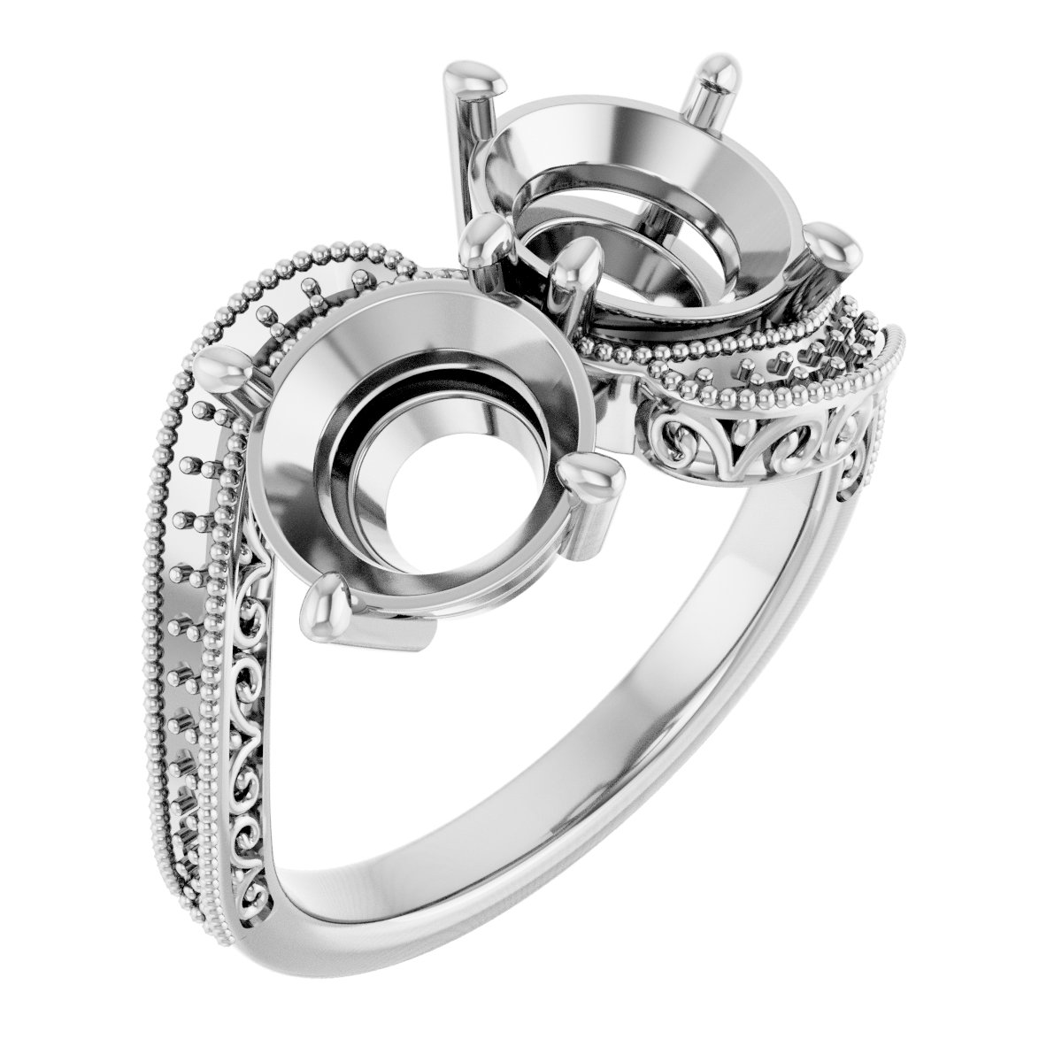 Two-Stone Scroll Engagement Ring