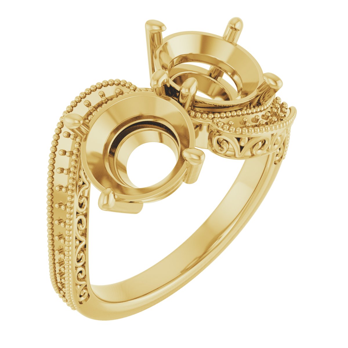 Two-Stone Scroll Engagement Ring
