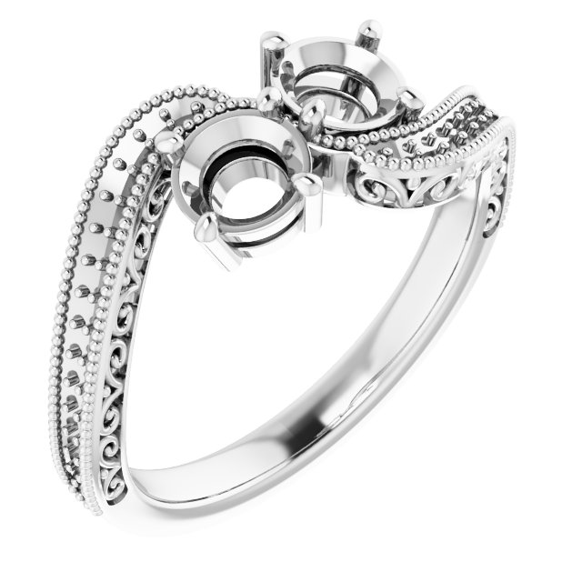 Two-Stone Scroll Engagement Ring