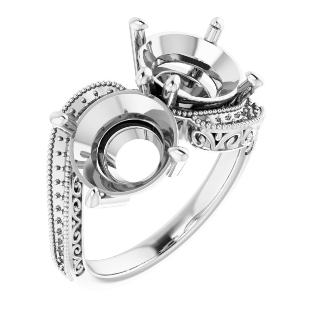 Two-Stone Scroll Engagement Ring