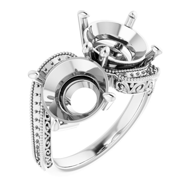 Two-Stone Scroll Engagement Ring