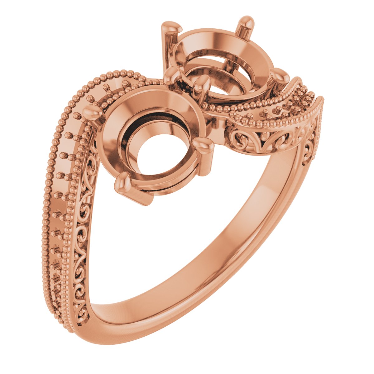 Two-Stone Scroll Engagement Ring