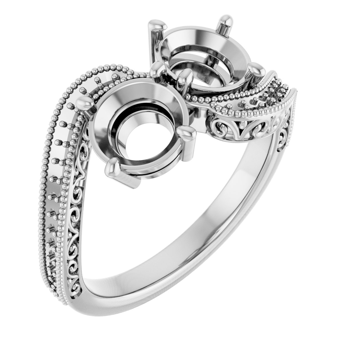 Two-Stone Scroll Engagement Ring