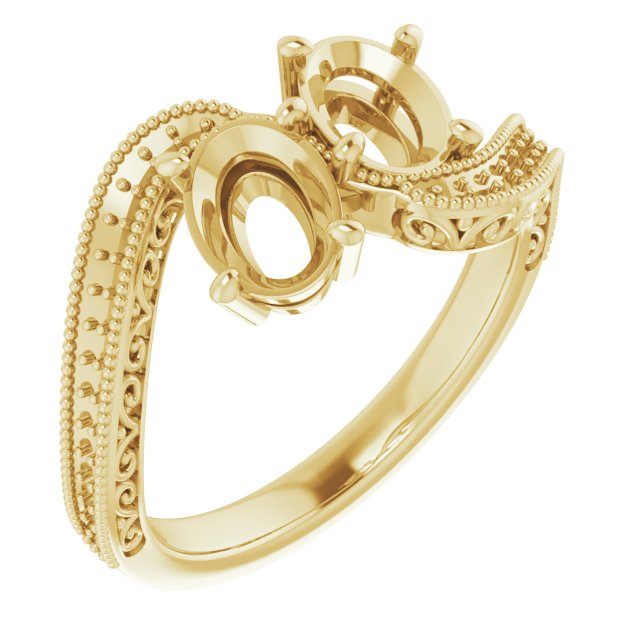 Two-Stone Scroll Engagement Ring
