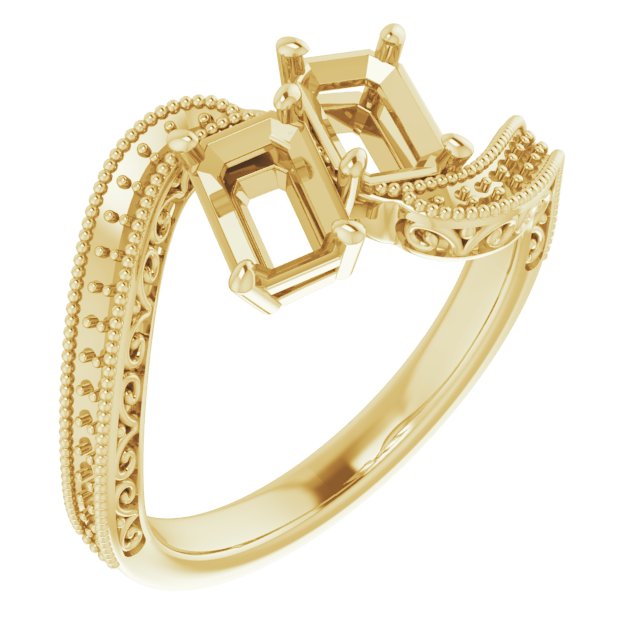 Two-Stone Scroll Engagement Ring