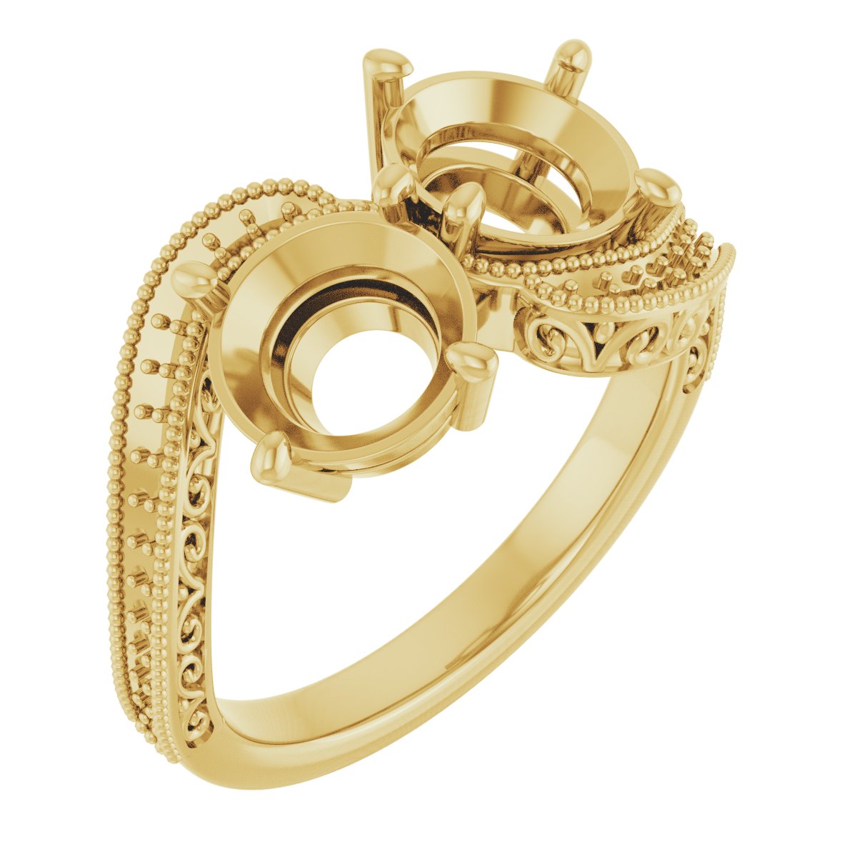 Two-Stone Scroll Engagement Ring