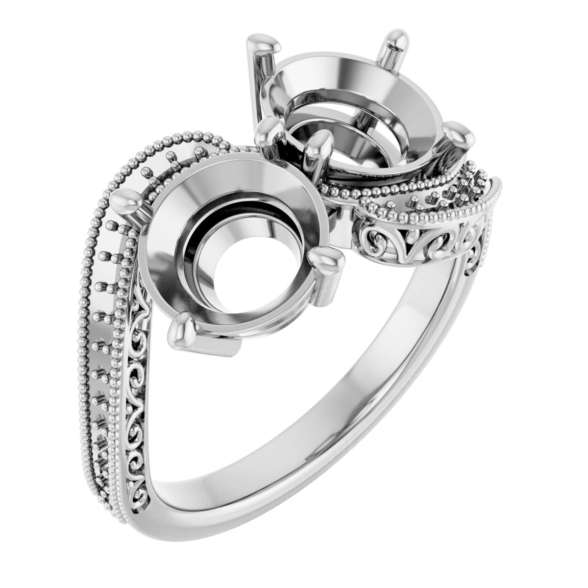 Two-Stone Scroll Engagement Ring