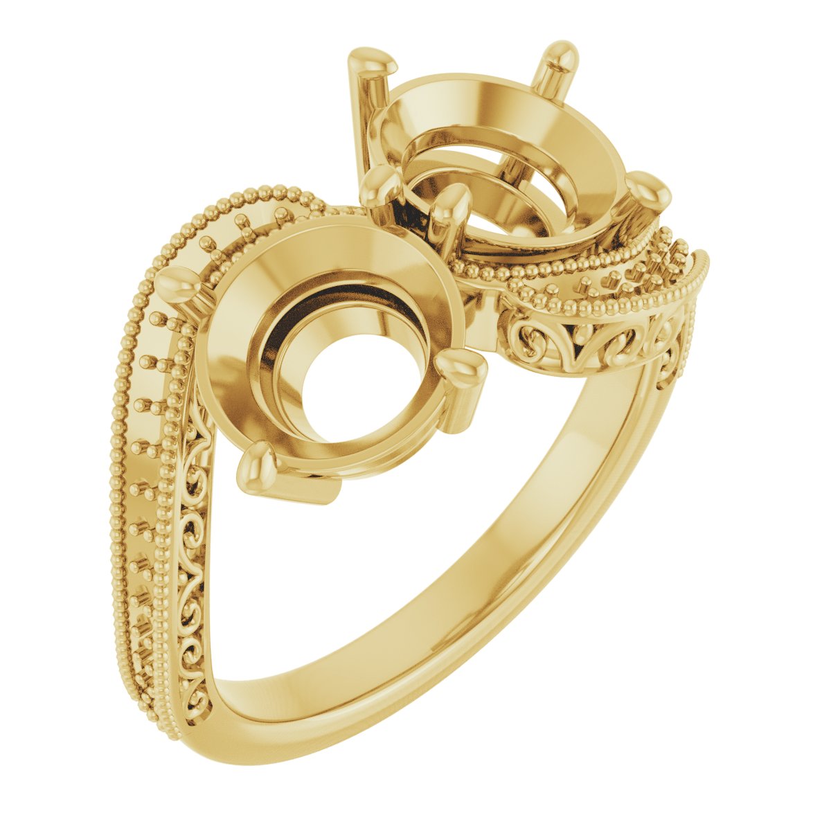 Two-Stone Scroll Engagement Ring
