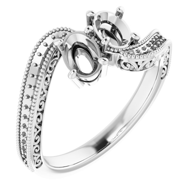 Two-Stone Scroll Engagement Ring