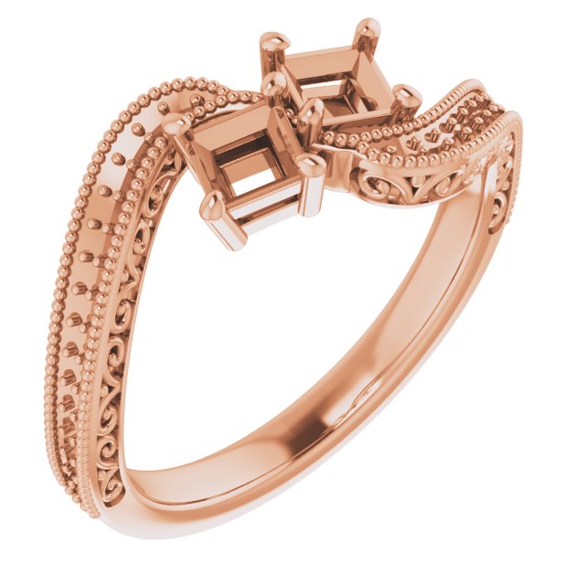 Two-Stone Scroll Engagement Ring