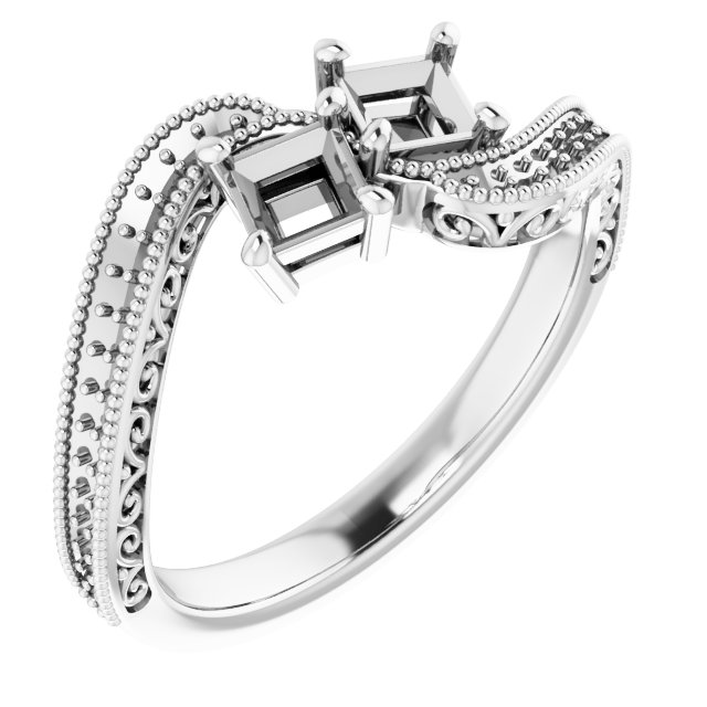 Two-Stone Scroll Engagement Ring