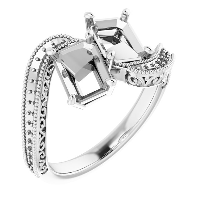 Two-Stone Scroll Engagement Ring