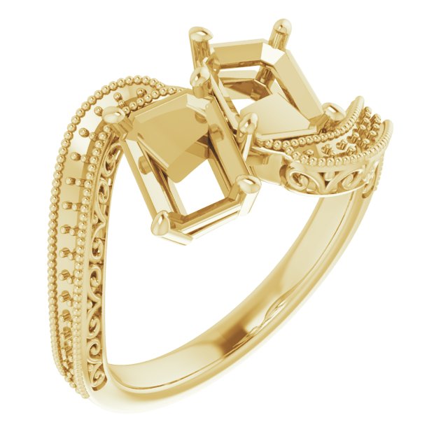 Two-Stone Scroll Engagement Ring
