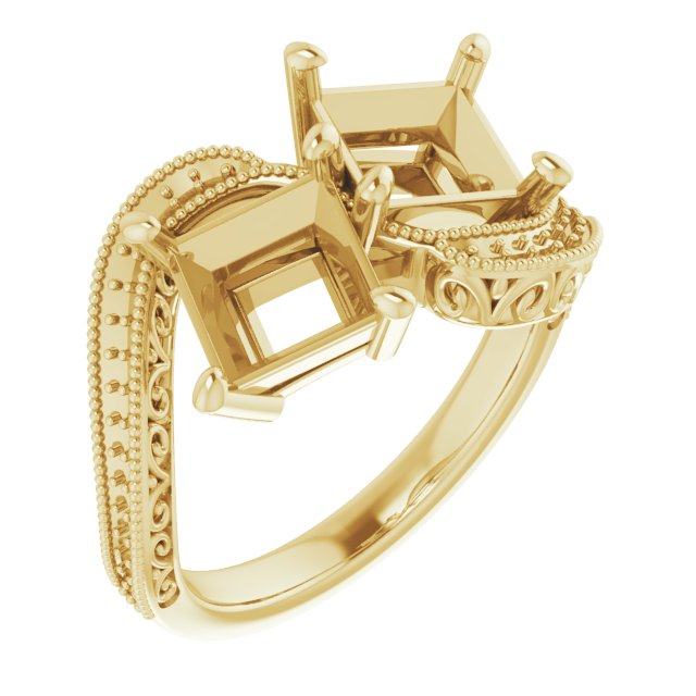 Two-Stone Scroll Engagement Ring