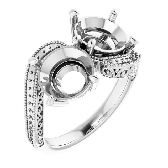 Two-Stone Scroll Engagement Ring