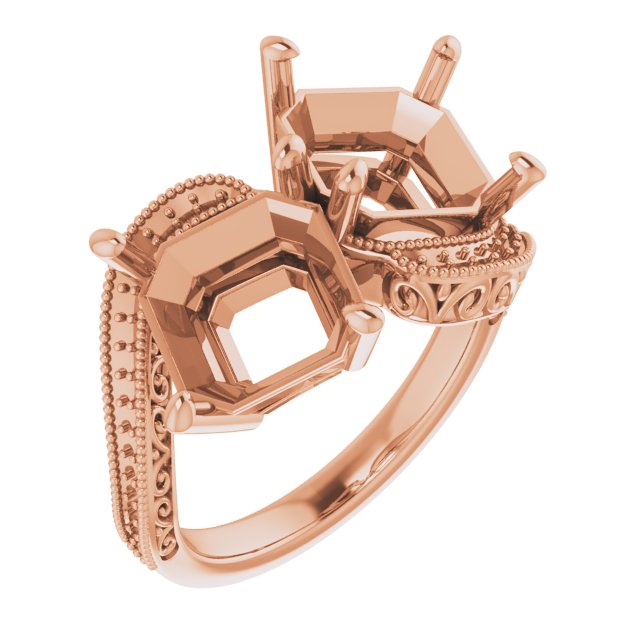 Two-Stone Scroll Engagement Ring