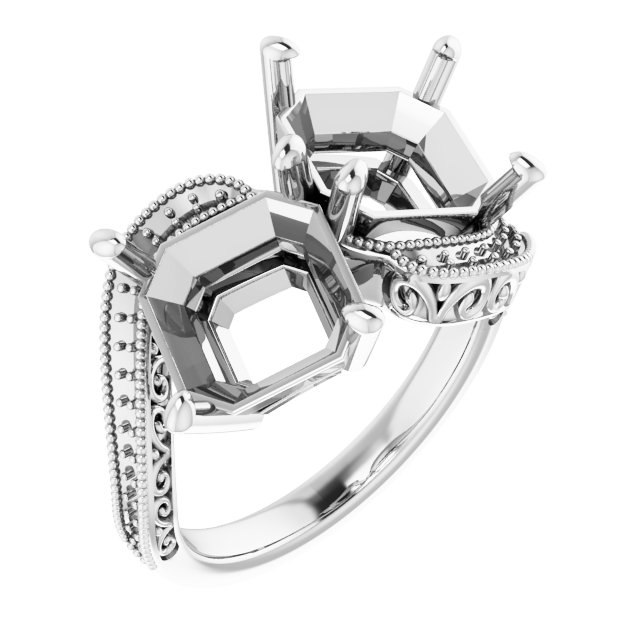 Two-Stone Scroll Engagement Ring