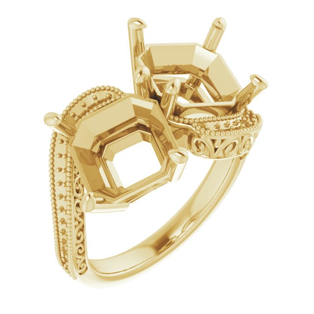 Two-Stone Scroll Engagement Ring