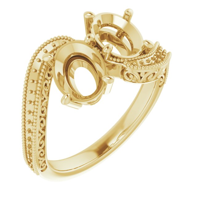 Two-Stone Scroll Engagement Ring