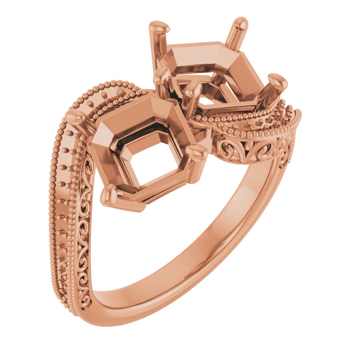 Two-Stone Scroll Engagement Ring