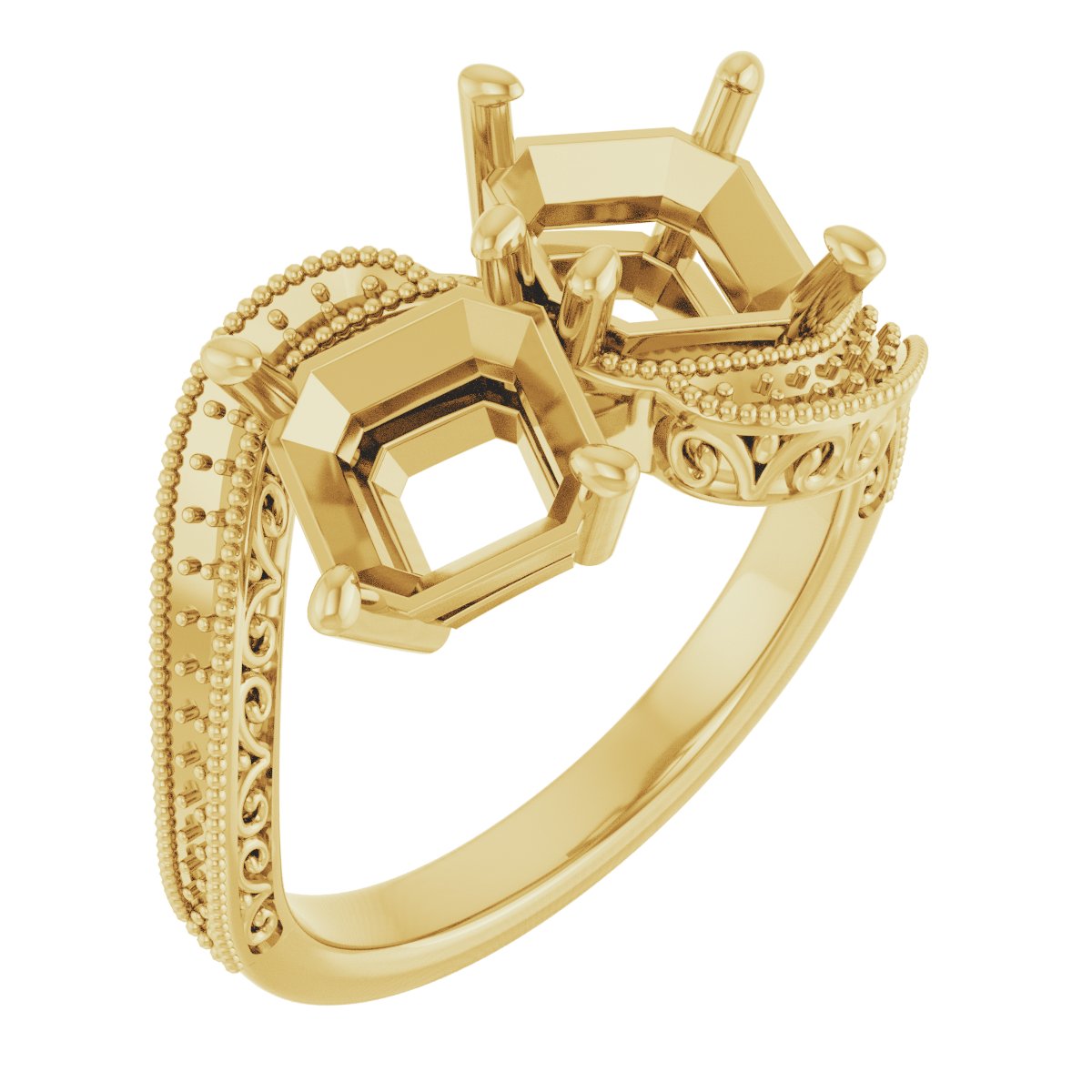 Two-Stone Scroll Engagement Ring