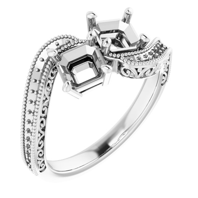 Two-Stone Scroll Engagement Ring