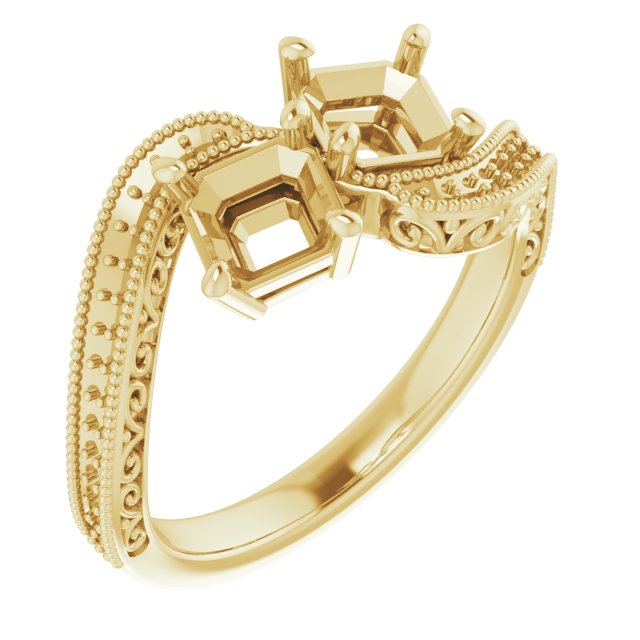Two-Stone Scroll Engagement Ring