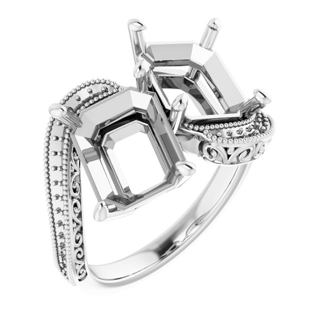 Two-Stone Scroll Engagement Ring