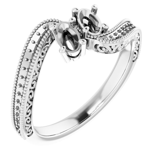 Two-Stone Scroll Engagement Ring