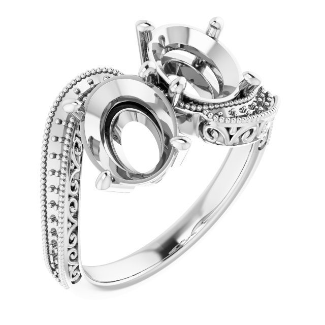Two-Stone Scroll Engagement Ring
