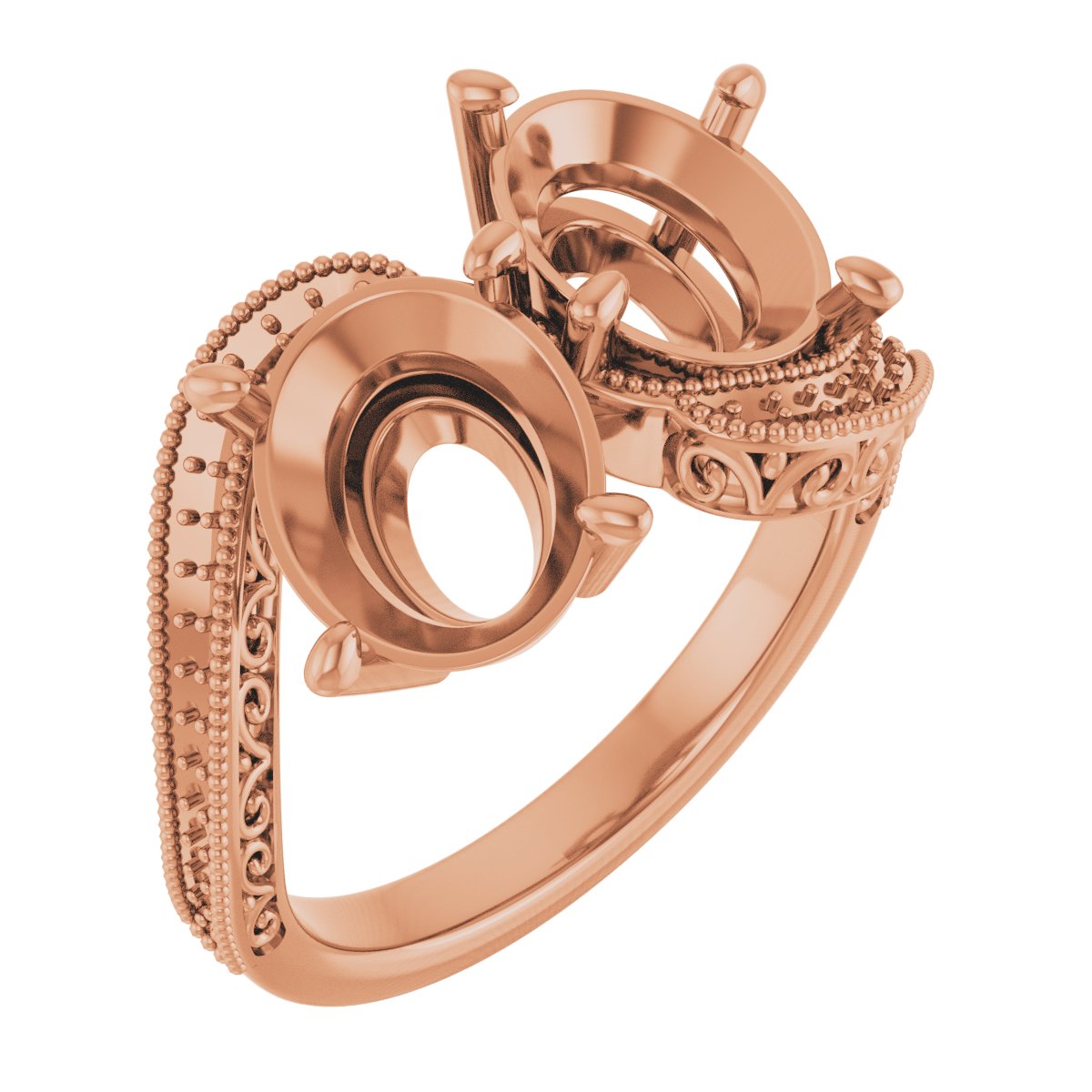Two-Stone Scroll Engagement Ring