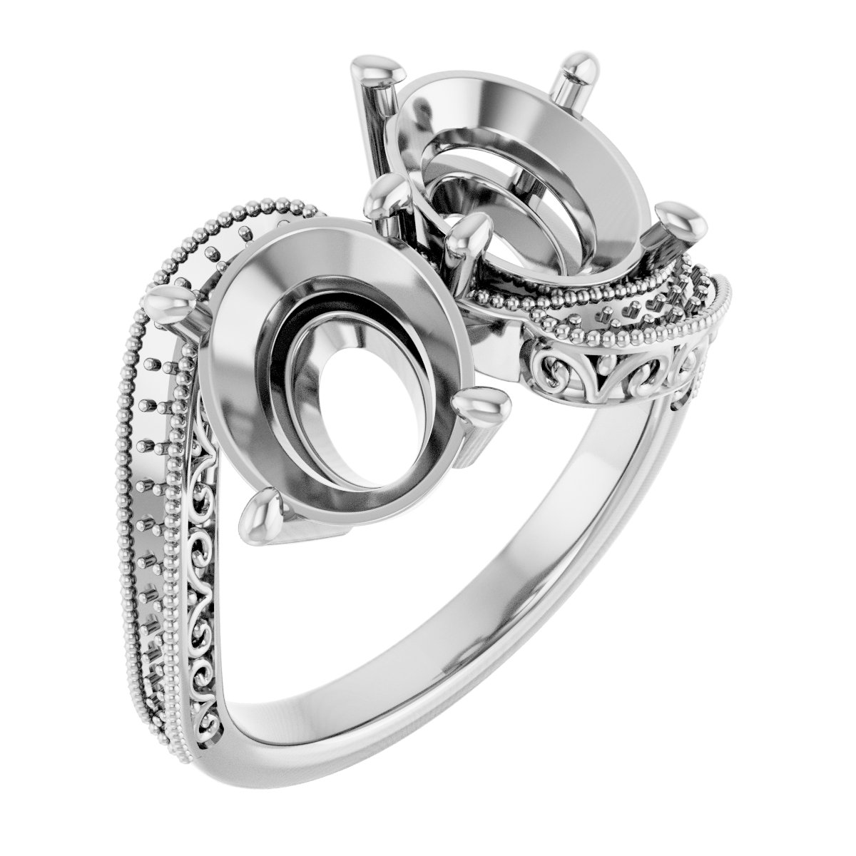Two-Stone Scroll Engagement Ring