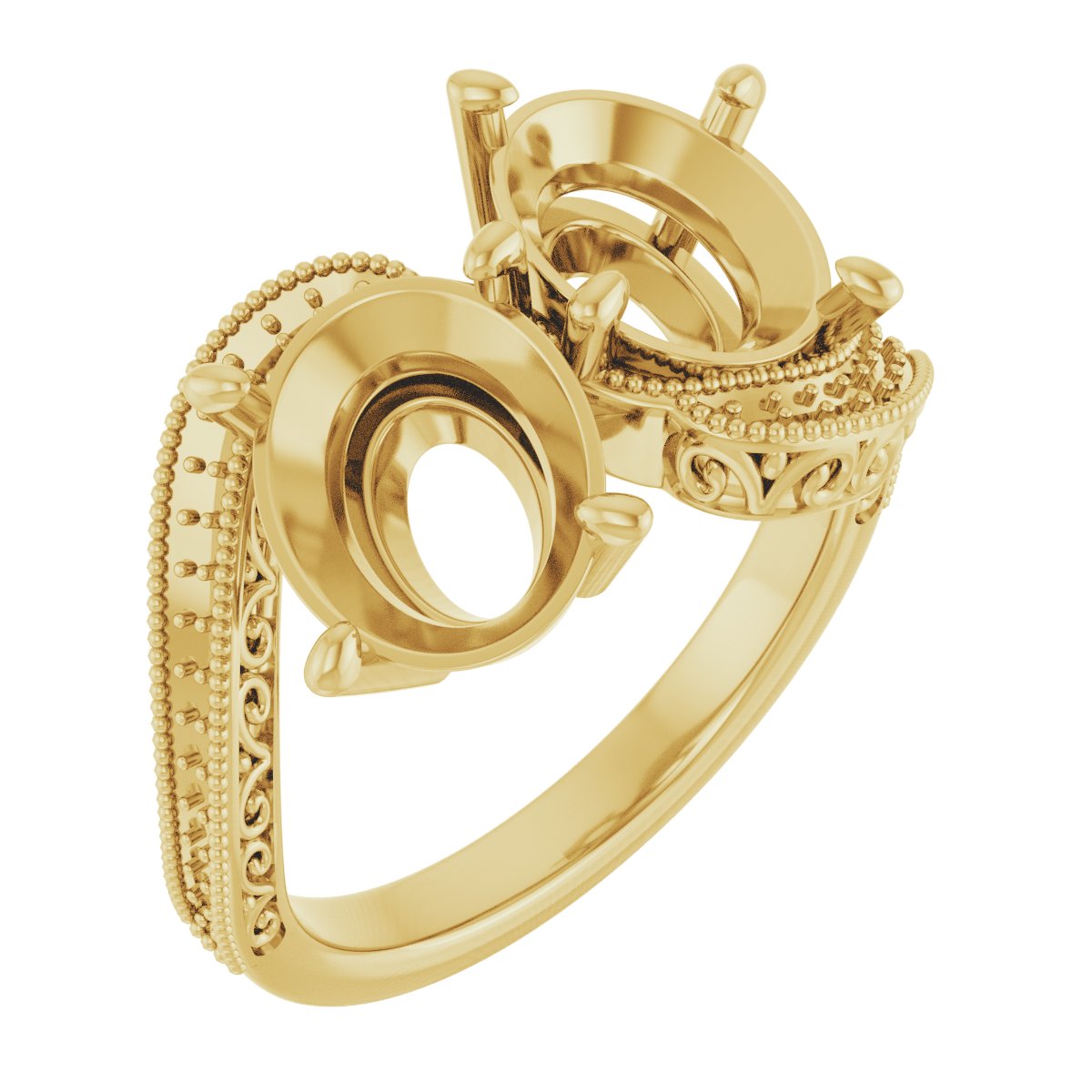 Two-Stone Scroll Engagement Ring