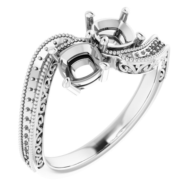 Two-Stone Scroll Engagement Ring