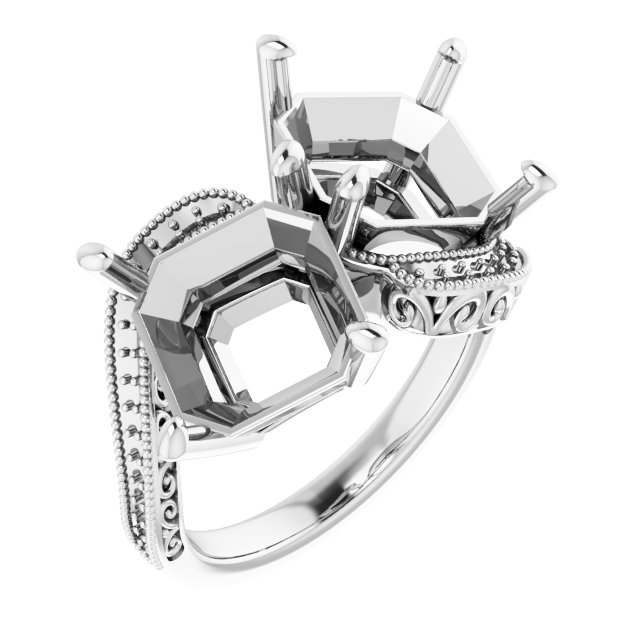 Two-Stone Scroll Engagement Ring