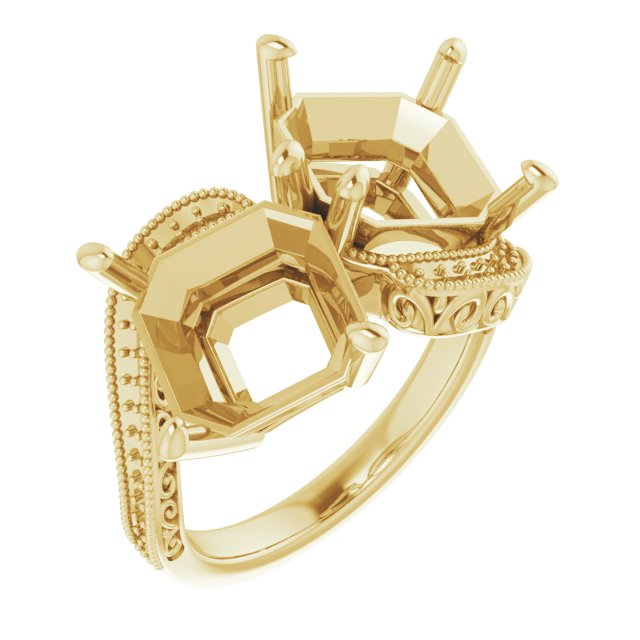 Two-Stone Scroll Engagement Ring