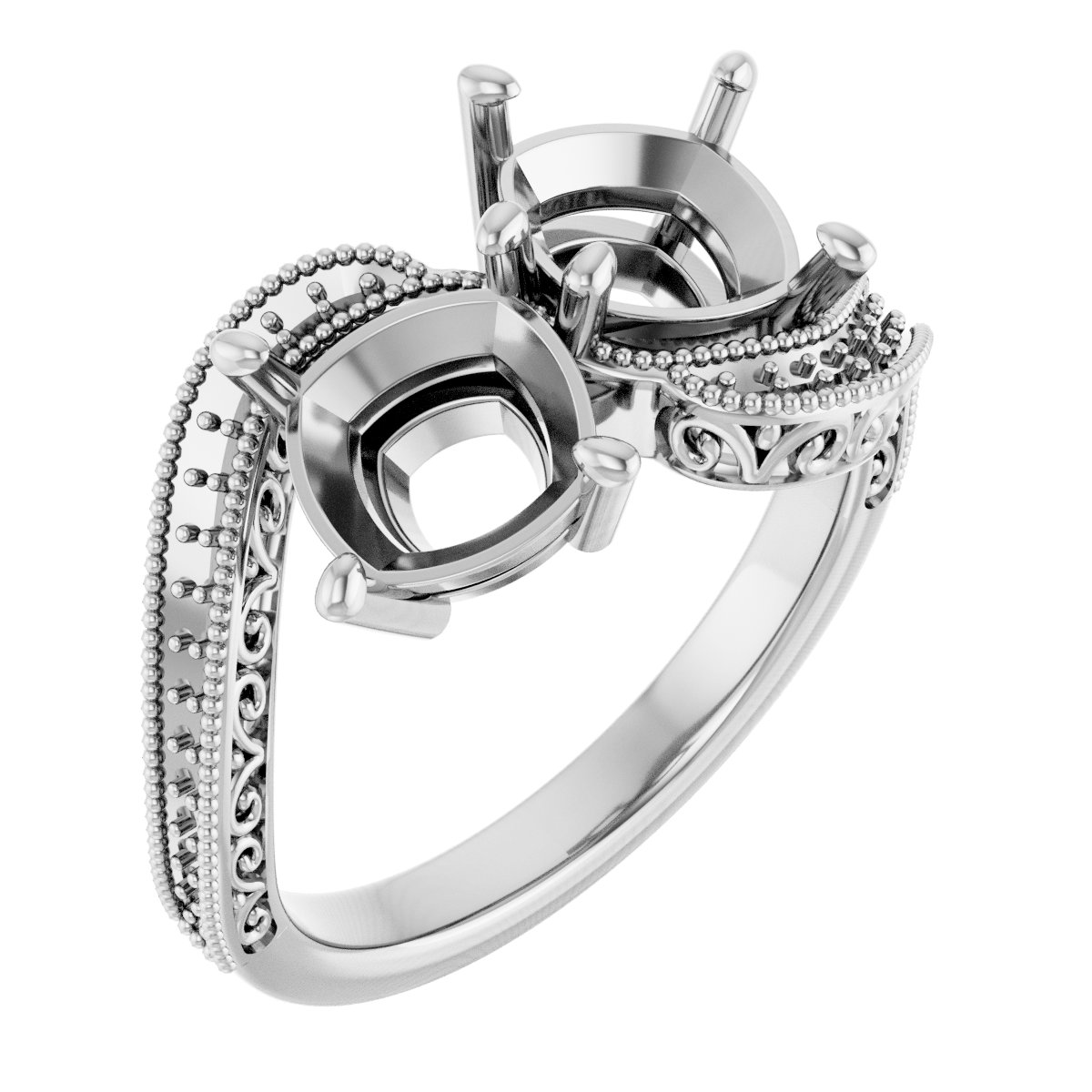 Two-Stone Scroll Engagement Ring