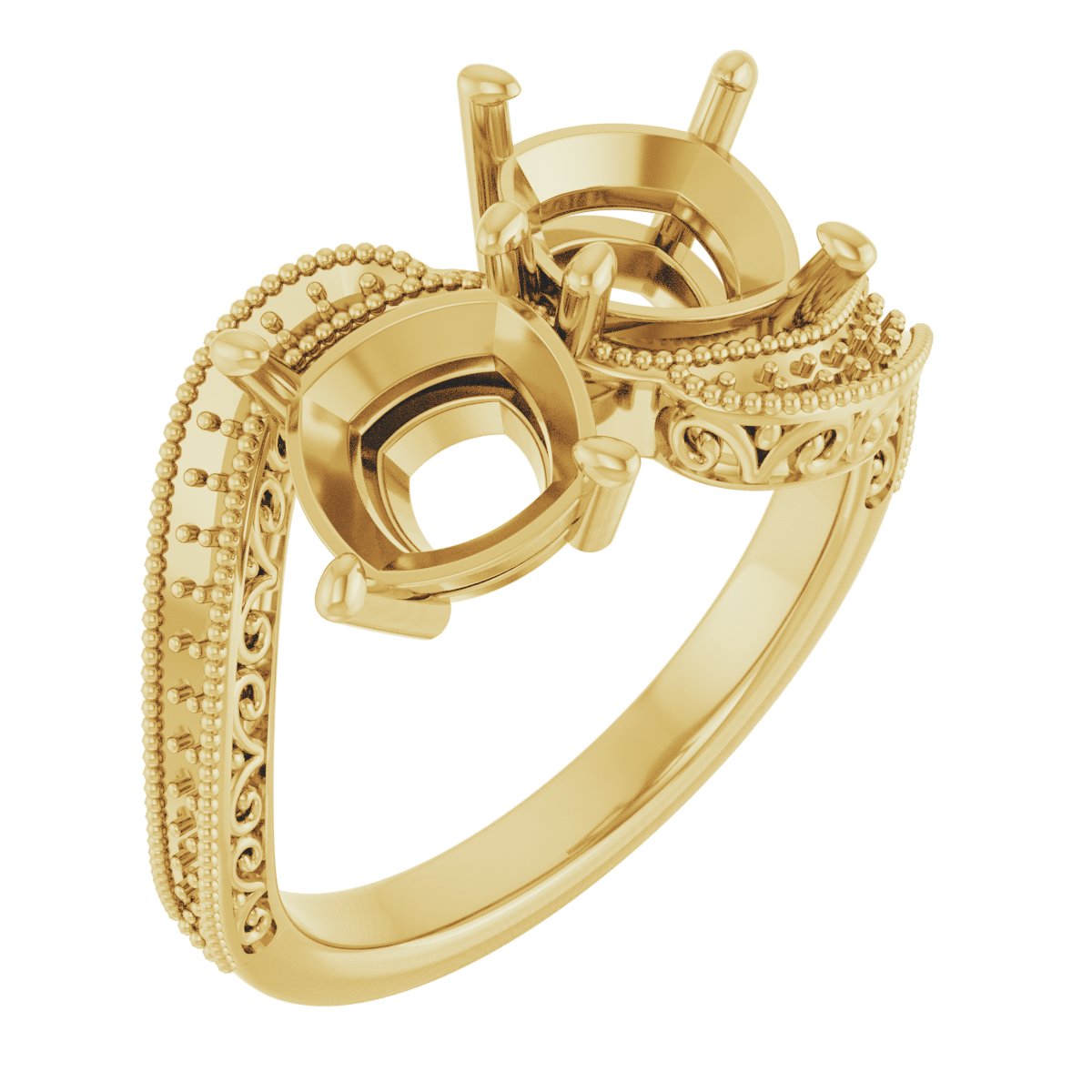 Two-Stone Scroll Engagement Ring