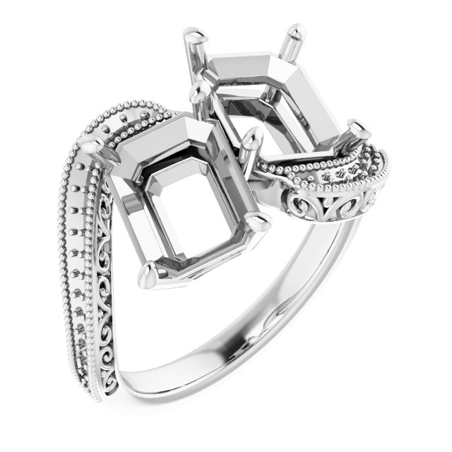 Two-Stone Scroll Engagement Ring