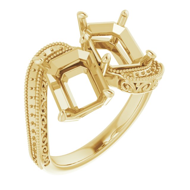 Two-Stone Scroll Engagement Ring