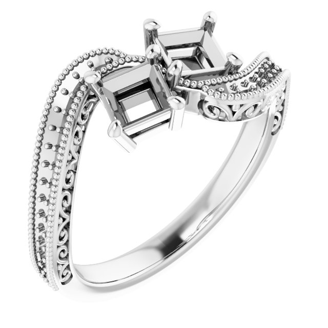 Two-Stone Scroll Engagement Ring