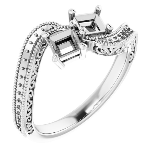 Two-Stone Scroll Engagement Ring