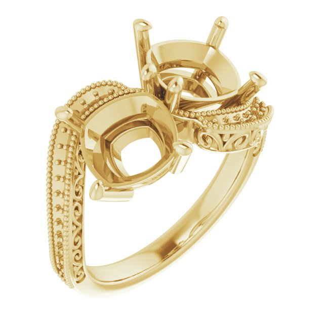 Two-Stone Scroll Engagement Ring