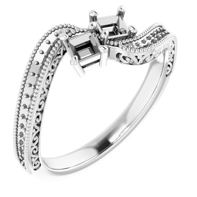 Two-Stone Scroll Engagement Ring