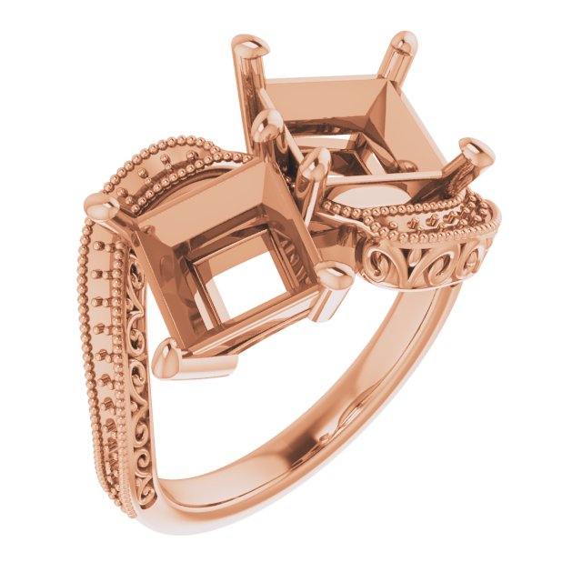 Two-Stone Scroll Engagement Ring