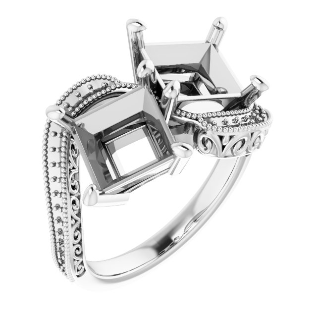 Two-Stone Scroll Engagement Ring