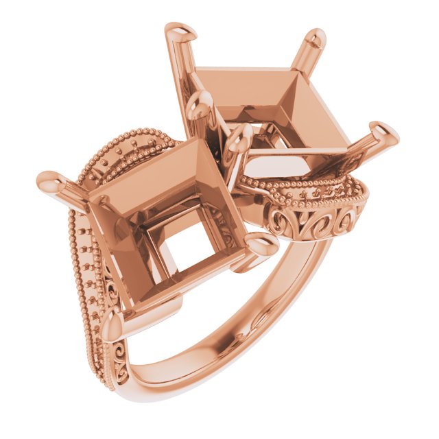 Two-Stone Scroll Engagement Ring