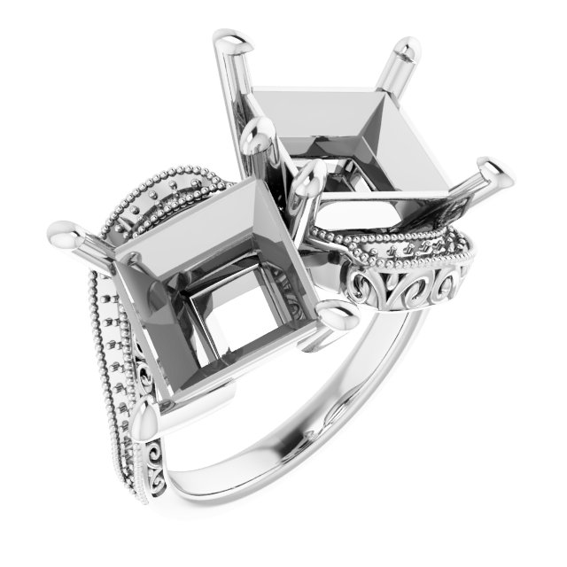 Two-Stone Scroll Engagement Ring