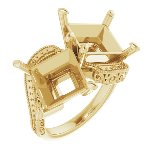 Two-Stone Scroll Engagement Ring