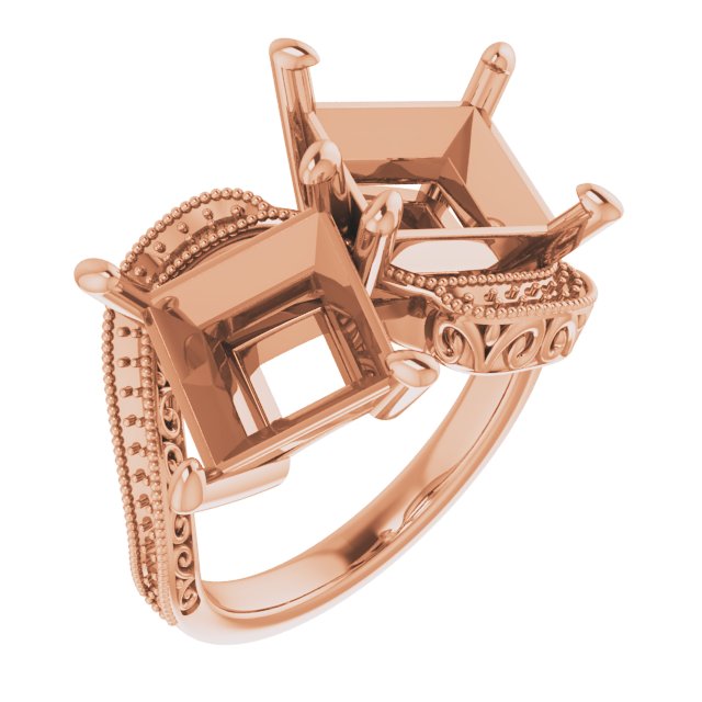 Two-Stone Scroll Engagement Ring